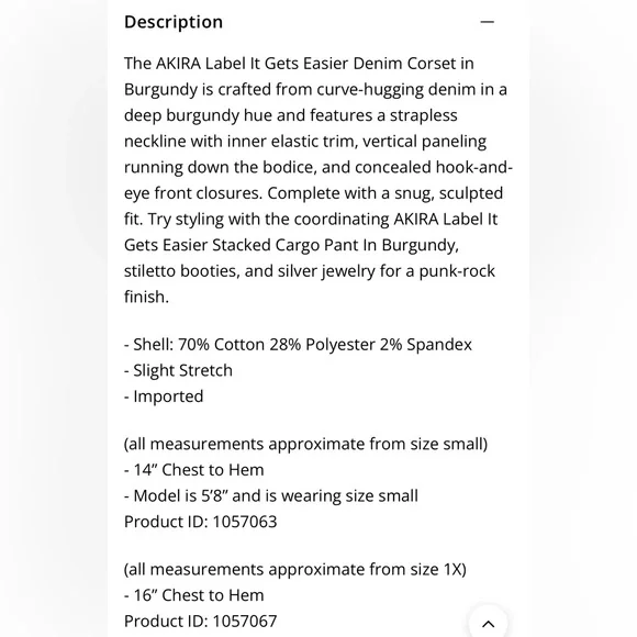 AKIRA Red Strapless Corset Top - Picture 6 of 6